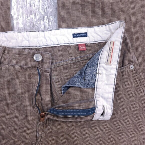Agave Pants Mens 35x32 Brown Pragmatist Classic Plaid Mid Rise Straight - Picture 7 of 10